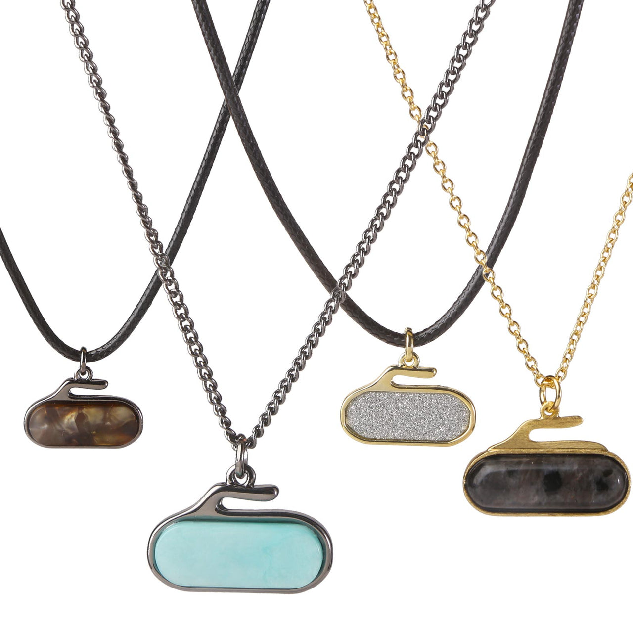 2D Curling Rock Halskette